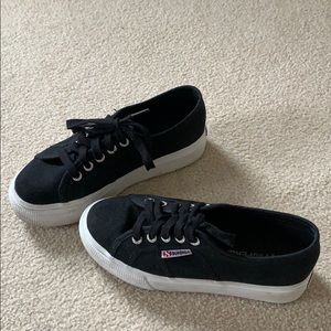 SUPERGA black platform sneakers